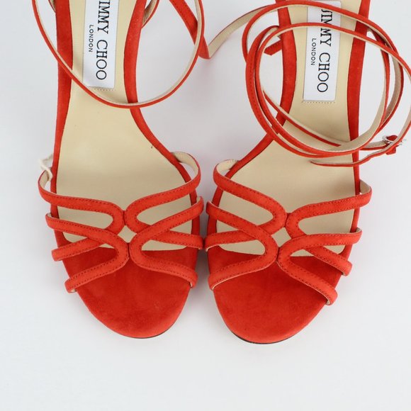 NEW JIMMY CHOO Cutout Suede Sandals - Picture 8 of 16